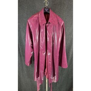 Julia Klein Red Long Trench Coat Faux Leather Snake-skin Design Fits XL-XXL